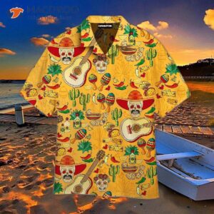 Cinco De Mayo Mexican Party With An All-over Yellow Hawaiian Shirt Pattern