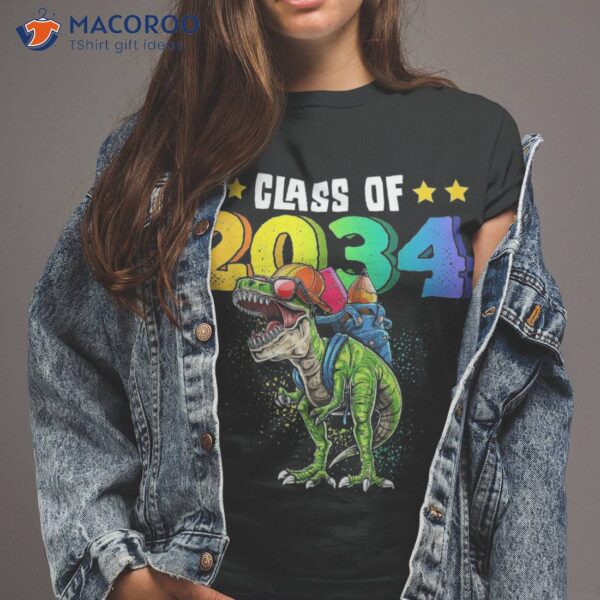 Class Of 2034 T Rex Dinosaur Kindergarten Back To School Boy Shirt