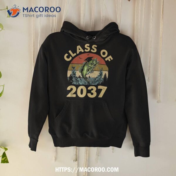 Class Of 2037 Fishing Retro Grow With Me First Day School Shirt