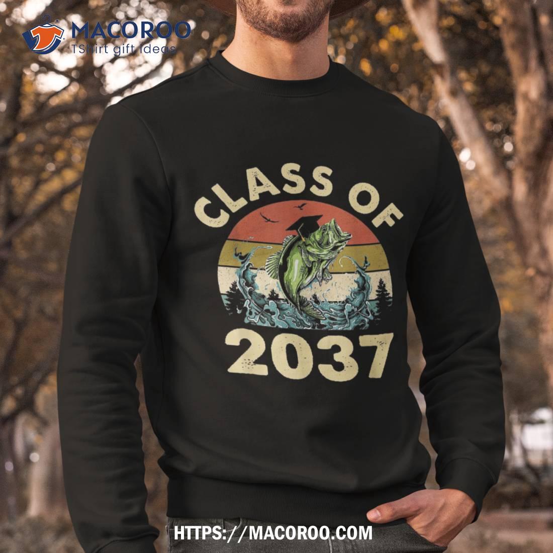 Class Of 2037 Fishing Retro Grow With Me First Day School Shirt