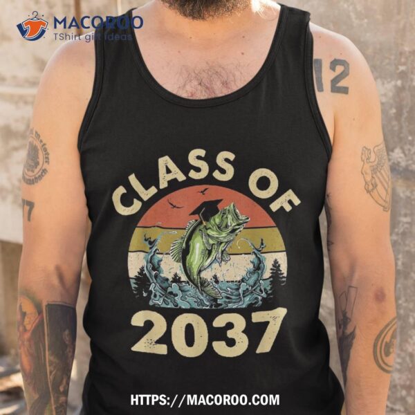 Class Of 2037 Fishing Retro Grow With Me First Day School Shirt