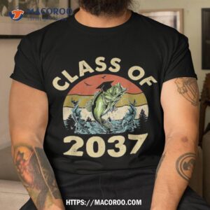 Class Of 2037 Fishing Retro Grow With Me First Day School Shirt