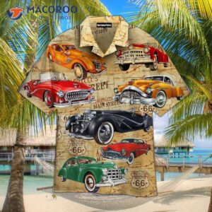 classic cars in the city hawaiian shirt 0