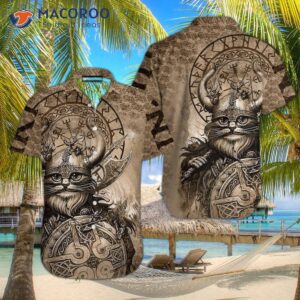 Classic Cat Viking Brown Hawaiian Shirts