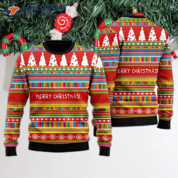 Classic Rainbow-patterned Ugly Christmas Sweater