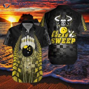 Clean Sweep Bowling Bull Black Hawaiian Shirts