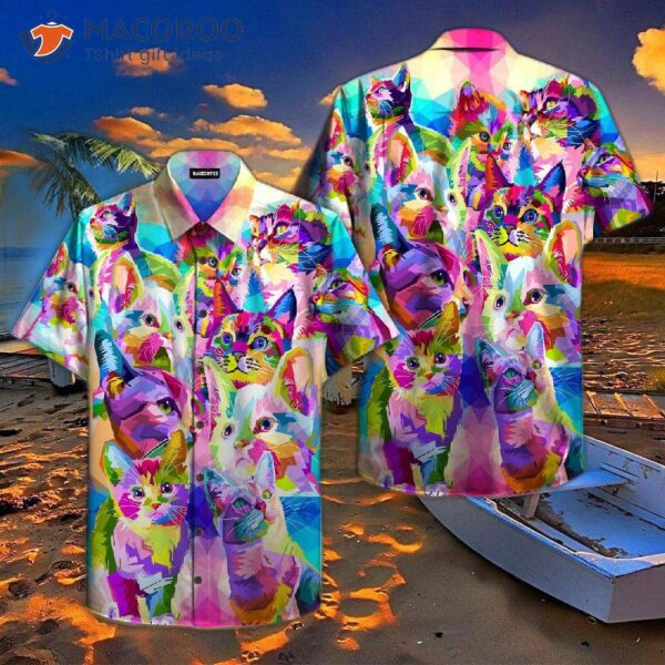 Colorful Cute Hawaiian Kitten Shirt