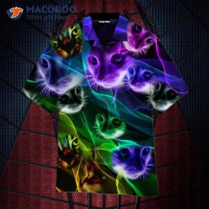 colorful light cat hawaiian shirt 1