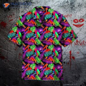 colorful parrot tropical palm leaves pattern hawaiian shirts 1