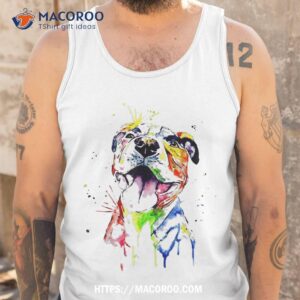 colorful pit bull terrier dog love r dad mom boy girl funny shirt tank top