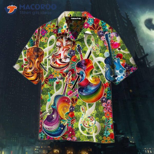 Colorful Soul Of Violin Green Hawaiian Shirts