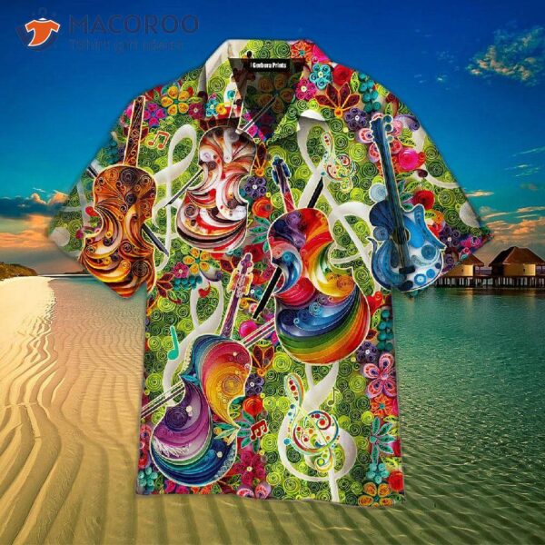 Colorful Soul Of Violin Green Hawaiian Shirts