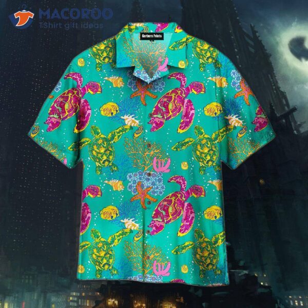 Colorful Turtles And Marine Life Under The Sea Hawaiian Shirts