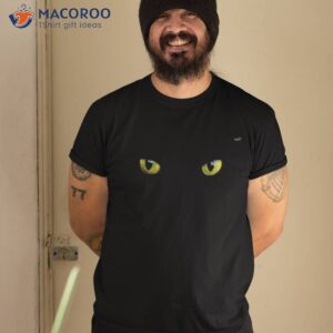 Cool Halloween Cat Face/eyes Yellow On Black Shirt