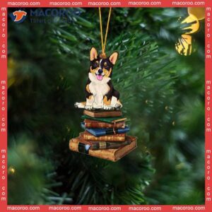 Corgi Sitting On The Book-custom Shaped Christmas Acrylic Ornament