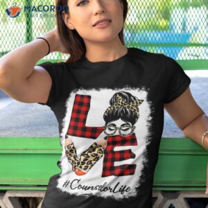 counselor love messy bun leopard buffalo back to school shirt tshirt 1