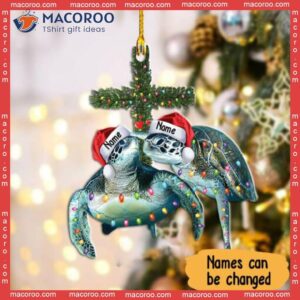 Couple Turtles Custom-shaped Name Christmas Acrylic Ornament