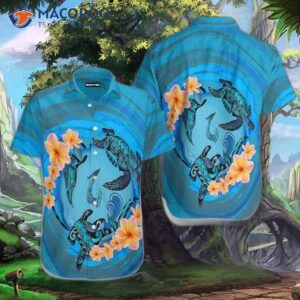 Cover Your Body With Amazing Hawaiian Shirts In Turtle Blue.