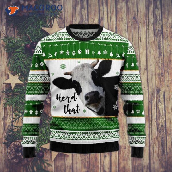 Cow Herder Wearing An Ugly Christmas Sweater