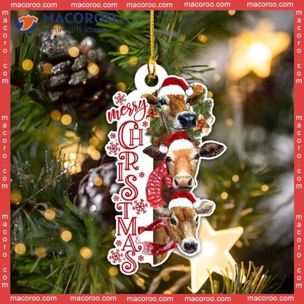 Cow Merry Christmas Custom-shaped Acrylic Ornament