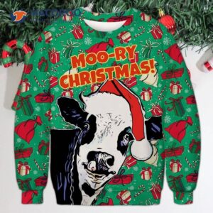 Cow Moo-ry Christmas Ugly Sweater