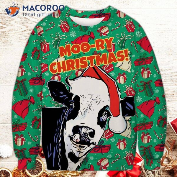 Cow Moosy Christmas Ugly Sweater