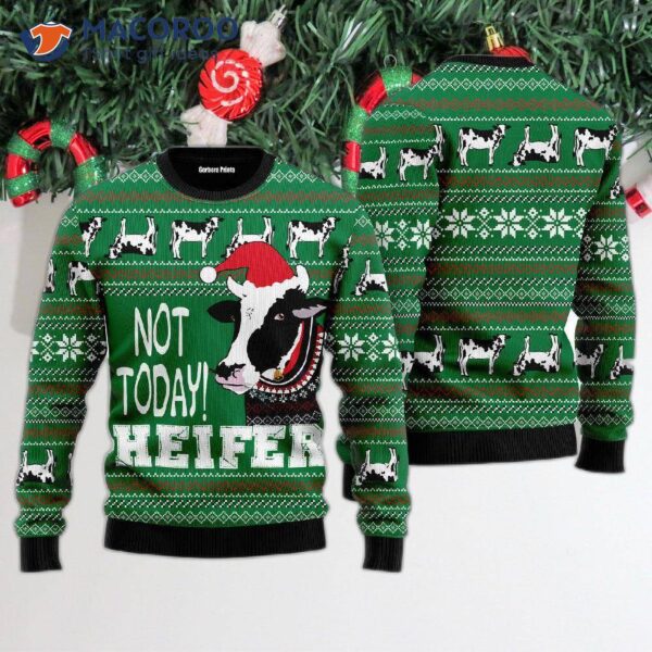 Cow “not Today” Ugly Christmas Sweater