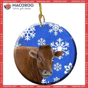 Cow Winter Snowflakes Holiday Christmas Ceramic Ornament