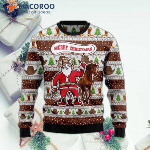 Cowboy Santa Claus Ugly Christmas Sweater