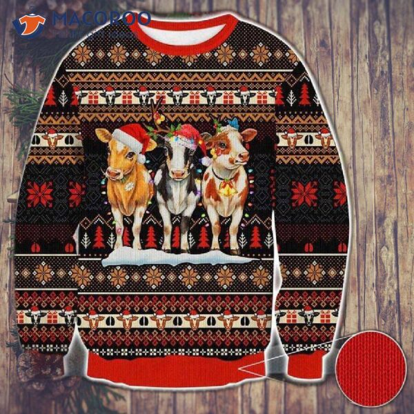 Cows’ Ugly Christmas Sweater With Lights