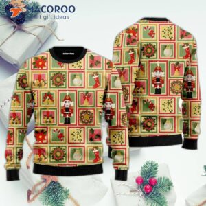 Crack These Nuts Nutcracker Pattern Ugly Christmas Sweater