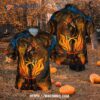 Crazy Halloween Night Demon Guitarist Hell Flame Spooky Hawaiian Shirts, Halloween Teacher Gifts