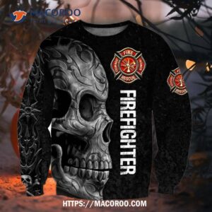 Crazy Skull Firefighter Crewneck Sweatshirt All Over Print 3D Hoodie, Favors For Halloween Party