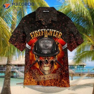 Crazy Skull Firefighter Skullcap Orange And Black Hawaiian Shirts