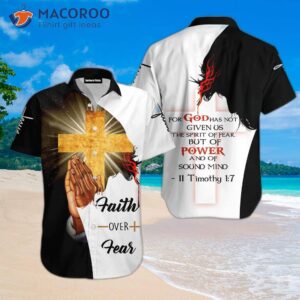 Cross Jesus Faith Over Fear Black And White Hawaiian Shirts