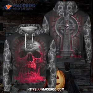 Cross Skull Passion Zip Up Hoodie All Over Print 3D, Halloween Party Favors For Adults