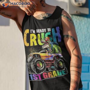 crush 1st grade dinosaur monster truck back to school boys shirt tank top 1