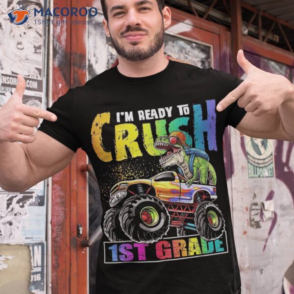 Crush 1st Grade Dinosaur Monster Truck Back To School Boys Shirt