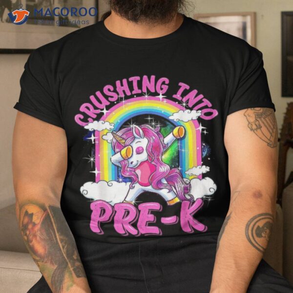 Crushing Into Pre-k Dabbing Unicorn Back To School Girls Shirt