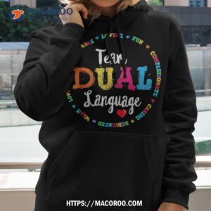 cute back to school squad team dual language teachers shirt hoodie