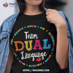 cute back to school squad team dual language teachers shirt tshirt