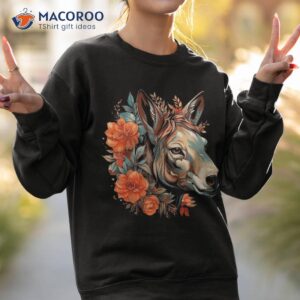 cute beautiful watercolor donkey flower shirt girls sweatshirt 2