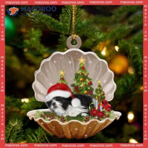 Cute Black And White Shih Tzu Sleeping Custom-shaped Christmas Acrylic Ornament