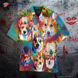 cute colorful hawaiian shirts with corgi dogs 0