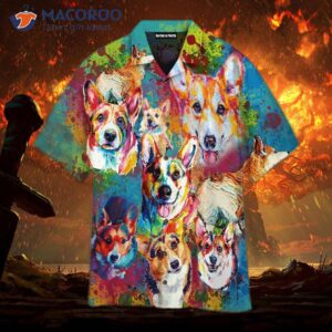 cute colorful hawaiian shirts with corgi dogs 1