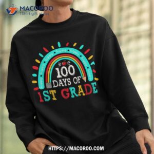 cute rainbow happy 100 days of school 1st grade teacher kid shirt sweatshirt