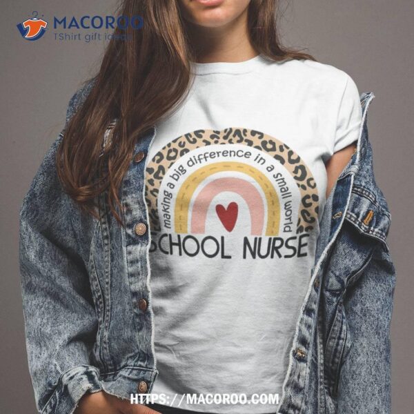 Cute Rainbow Leopard Print School Nurse Appreciation Nursing Shirt