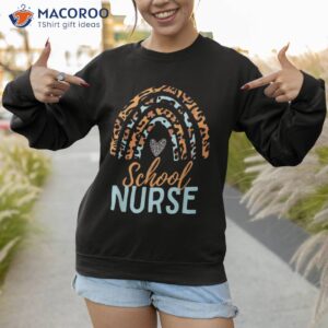 cute rainbow leopard print school nurse back to shirt sweatshirt