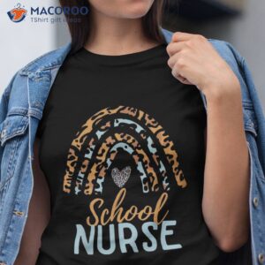 cute rainbow leopard print school nurse back to shirt tshirt