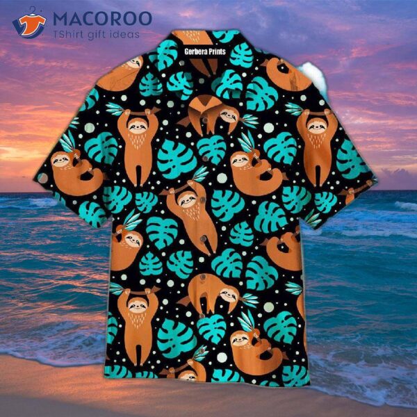 Cute Sloth Pattern Blue Tropical Forest Theme Hawaiian Shirts